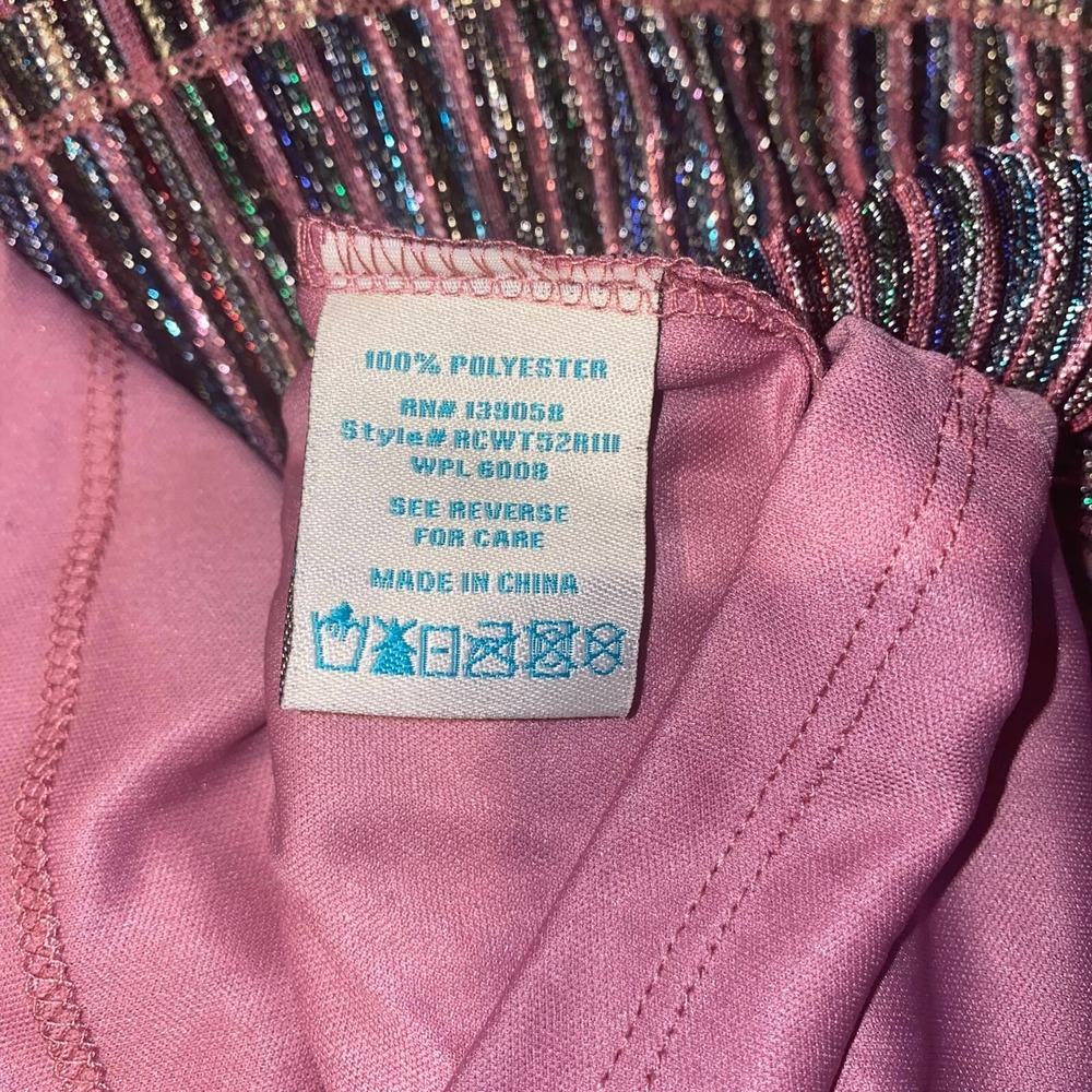 Rockin' C Womens Multicolor Metallic Sheer Striped V-Neck Blouse Top Size Small - Picture 10 of 14